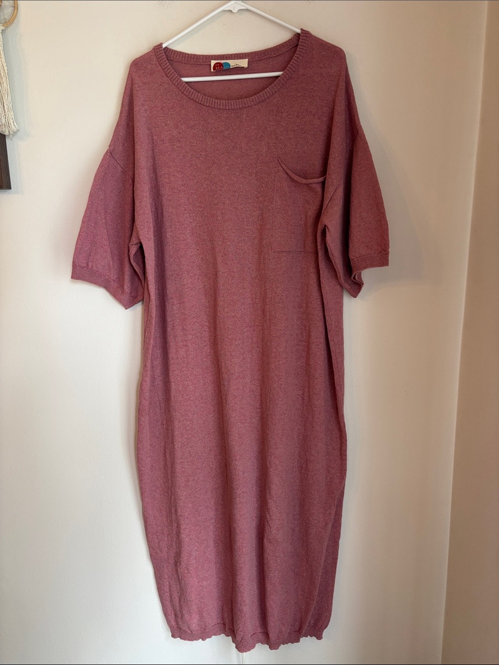 Free People Beach knit Relaxed short sleeve Pocket Maxi Dress mauve women’s XL